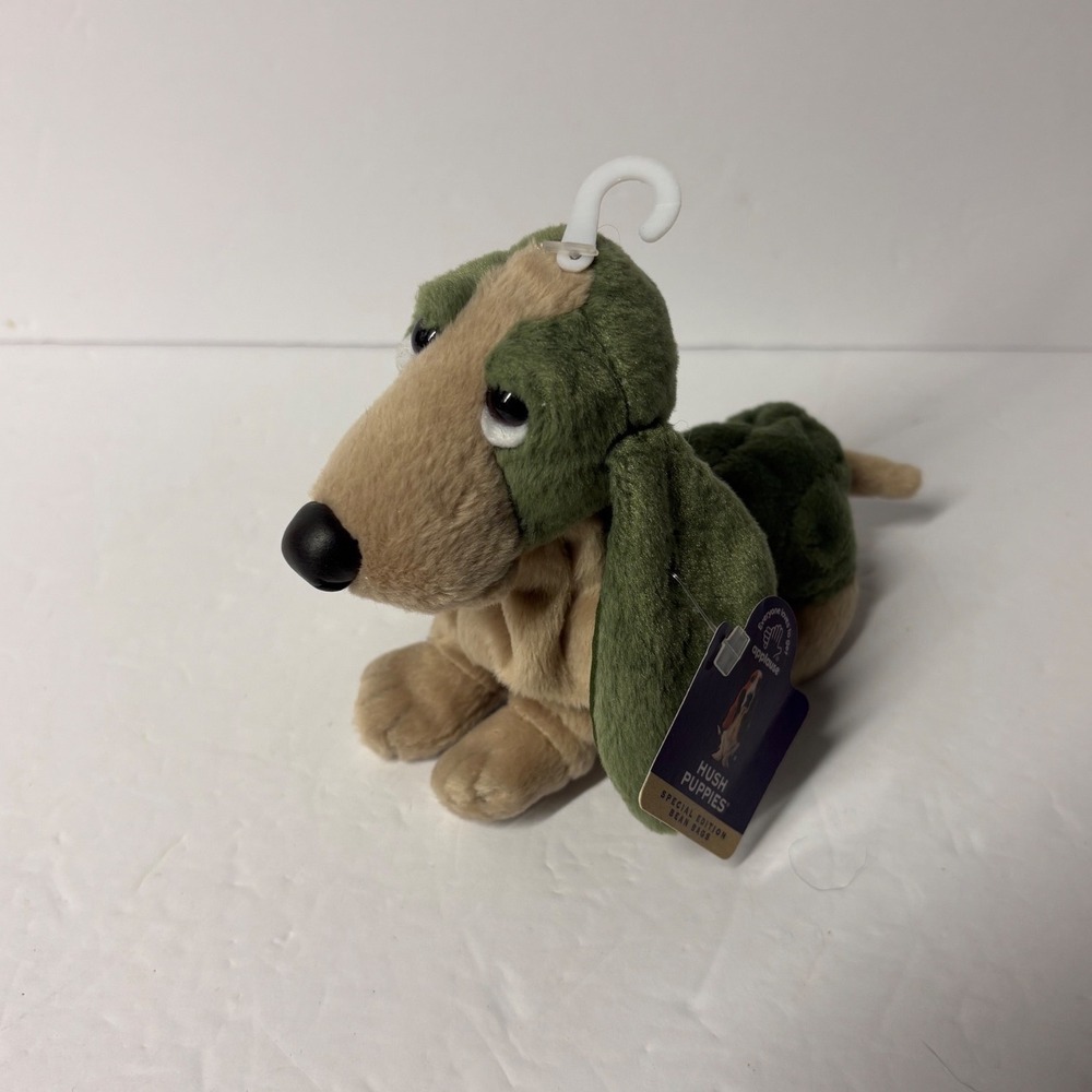 Applause Hush Puppies Special Edition Bean Bag Plush Green Tan Basset Hound Dog